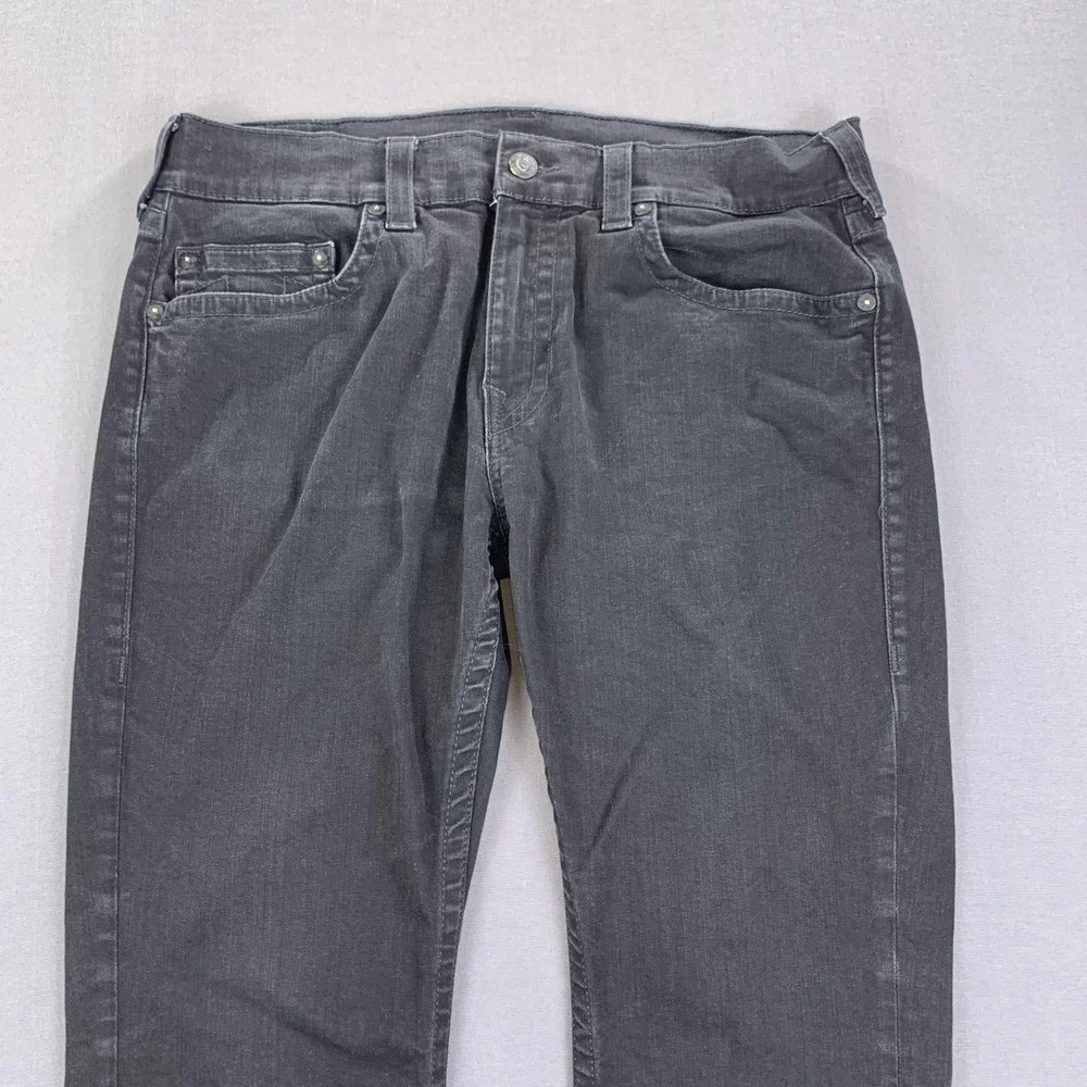 True Religion Geno‎ Jeans Mens 38x34 Black Relaxed Slim Straight Rinse Denim